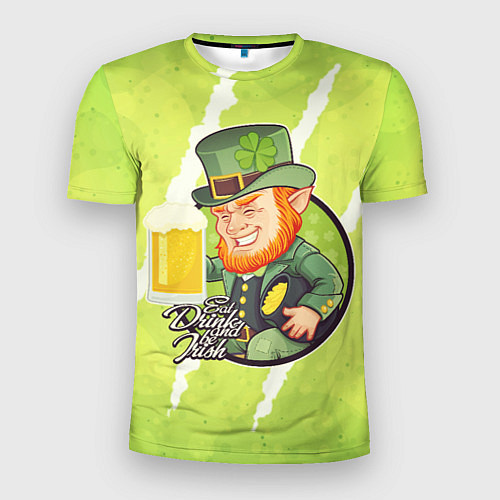 Мужская спорт-футболка Лепрекон пьет пиво / 3D-принт – фото 1