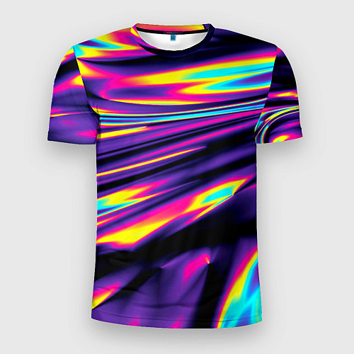 Мужская спорт-футболка Неоновые разводы цветных красок / 3D-принт – фото 1