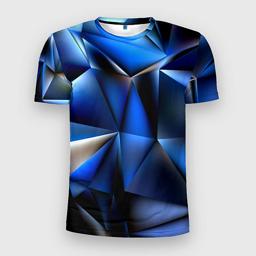 Мужская спорт-футболка Polygon blue abstract / 3D-принт – фото 1