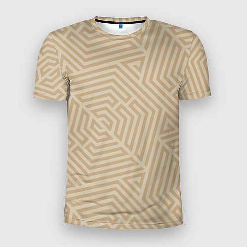 Мужская спорт-футболка Бежевый цвет с геометрическим узором / 3D-принт – фото 1
