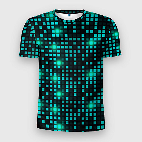 Мужская спорт-футболка Светящиеся неоновые квадраты / 3D-принт – фото 1