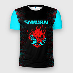 Мужская спорт-футболка Сyberpunk 2077 samurai neon