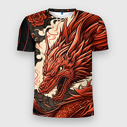Футболка спортивная мужская Японский краcный дракон, цвет: 3D-принт