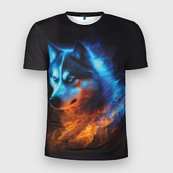Мужская спорт-футболка Водно-огненная стихия волка