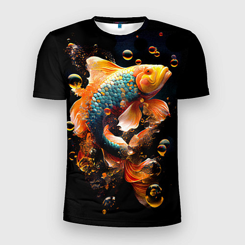 Мужская спорт-футболка Золотая рыбка с изумрудной чешуей / 3D-принт – фото 1