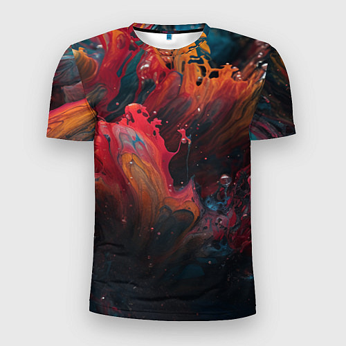 Мужская спорт-футболка Разноцветные брызги краски / 3D-принт – фото 1