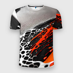 Мужская спорт-футболка Черно-оранжевые капли