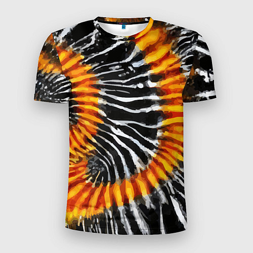 Мужская спорт-футболка Tie dye - тай дай в черно белую полоску / 3D-принт – фото 1