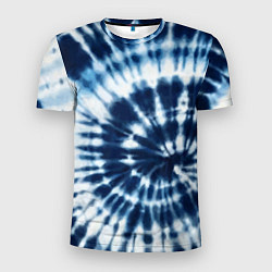 Футболка спортивная мужская Эффект тай дай - размытый синий узор, цвет: 3D-принт