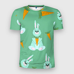 Мужская спорт-футболка Зайка с морковкой паттерн