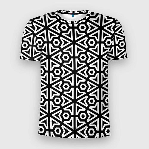 Мужская спорт-футболка Чёрный и белый ромбический паттерн / 3D-принт – фото 1