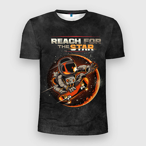 Мужская спорт-футболка Космонавт на скейте / 3D-принт – фото 1
