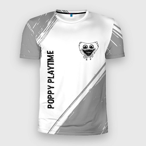 Мужская спорт-футболка Poppy Playtime glitch на светлом фоне: надпись, си / 3D-принт – фото 1