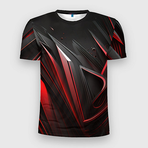 Мужская спорт-футболка Объемные красные и черные полосы / 3D-принт – фото 1