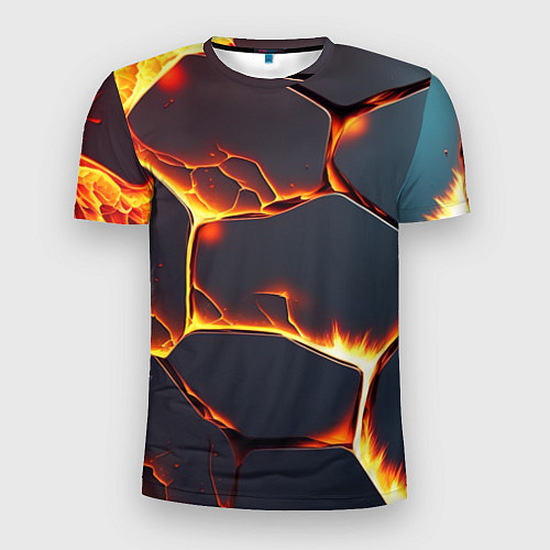 Мужская спорт-футболка Огонь из разломленных плит / 3D-принт – фото 1