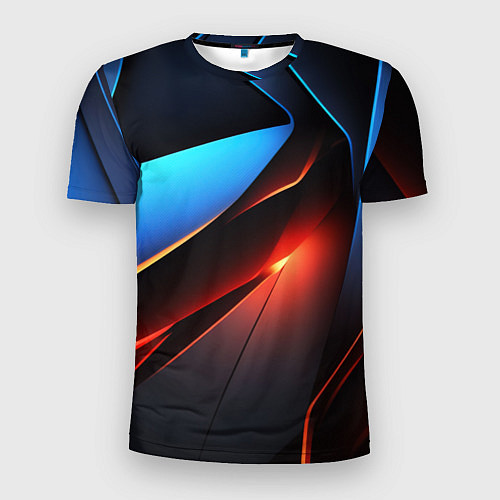 Мужская спорт-футболка Красно-синие элементы / 3D-принт – фото 1