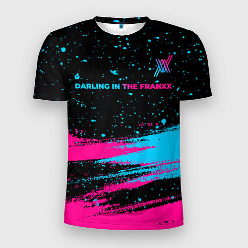 Мужская спорт-футболка Darling in the FranXX - neon gradient: символ свер / 3D-принт – фото 1