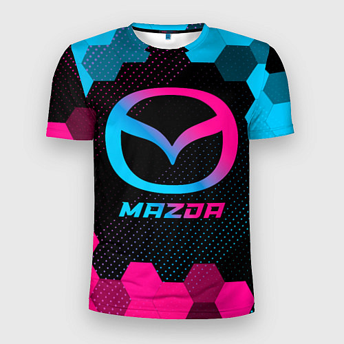 Мужская спорт-футболка Mazda - neon gradient / 3D-принт – фото 1