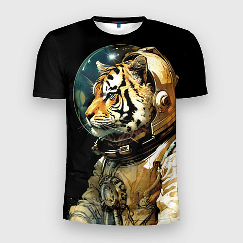 Мужская спорт-футболка Тигр космонавт / 3D-принт – фото 1