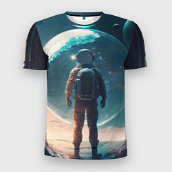 Мужская спорт-футболка Космонавт без головы на другой планете