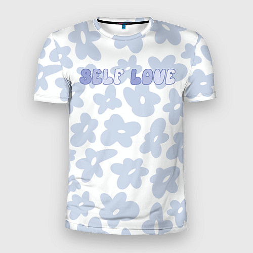 Мужская спорт-футболка Self love - цветочный голубой паттерн / 3D-принт – фото 1