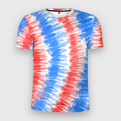 Мужская спорт-футболка Тай-дай красный с голубым / 3D-принт – фото 1