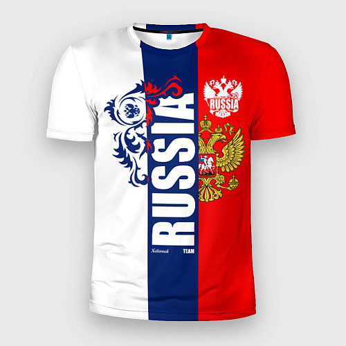 Мужская спорт-футболка Russia national team: white blue red / 3D-принт – фото 1