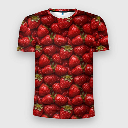 Мужская спорт-футболка Сочная текстура из клубники / 3D-принт – фото 1