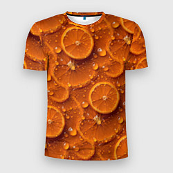 Футболка спортивная мужская Сочная текстура из долек апельсина, цвет: 3D-принт
