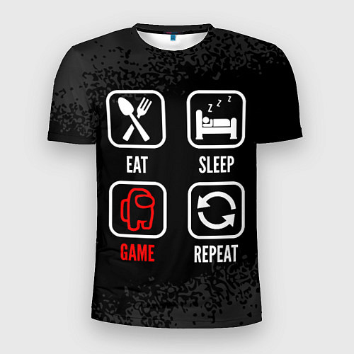 Мужская спорт-футболка Eat, sleep, Among Us, repeat / 3D-принт – фото 1