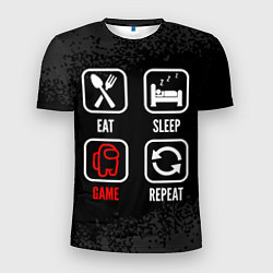 Мужская спорт-футболка Eat, sleep, Among Us, repeat