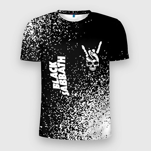 Мужская спорт-футболка Black Sabbath и рок символ на темном фоне / 3D-принт – фото 1