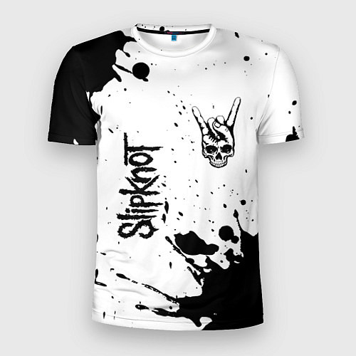 Мужская спорт-футболка Slipknot и рок символ на светлом фоне / 3D-принт – фото 1