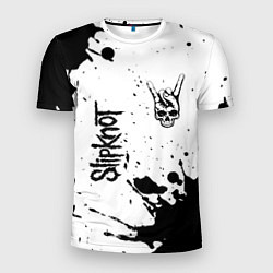Мужская спорт-футболка Slipknot и рок символ на светлом фоне
