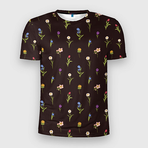 Мужская спорт-футболка Узор из весенних цветов / 3D-принт – фото 1