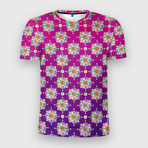 Мужская спорт-футболка Абстрактные разноцветные узоры на пурпурно-фиолето / 3D-принт – фото 1