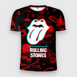 Футболка спортивная мужская Rolling Stones rock glitch, цвет: 3D-принт