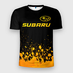 Футболка спортивная мужская Subaru - gold gradient: символ сверху, цвет: 3D-принт