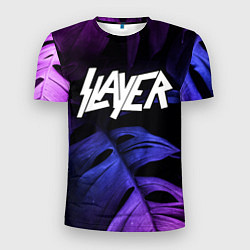 Футболка спортивная мужская Slayer neon monstera, цвет: 3D-принт