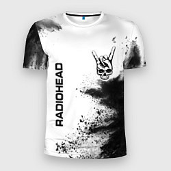 Мужская спорт-футболка Radiohead и рок символ на светлом фоне
