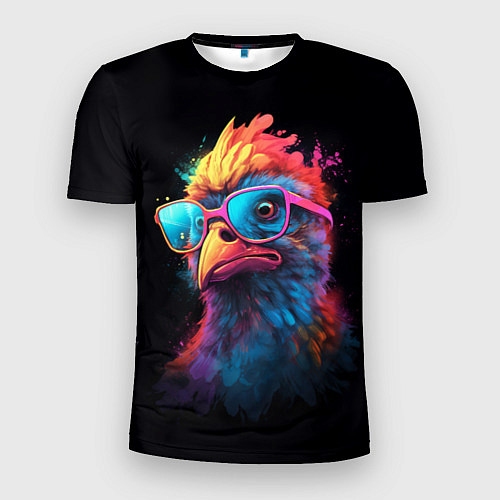 Мужская спорт-футболка Неоновая птица в очках / 3D-принт – фото 1