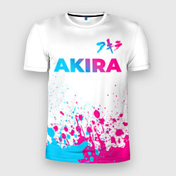 Мужская спорт-футболка Akira neon gradient style: символ сверху