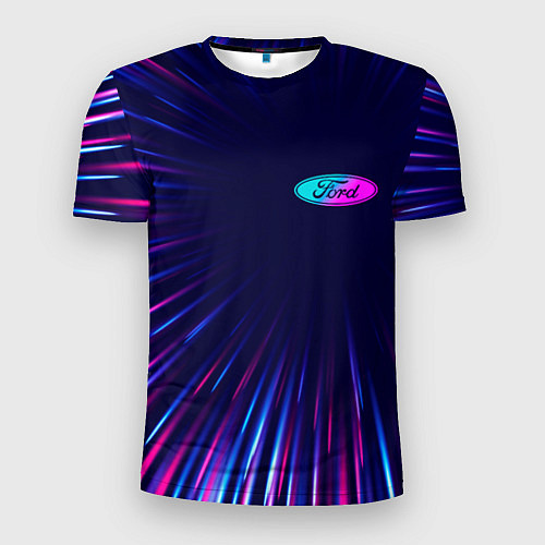 Мужская спорт-футболка Ford neon speed lines / 3D-принт – фото 1