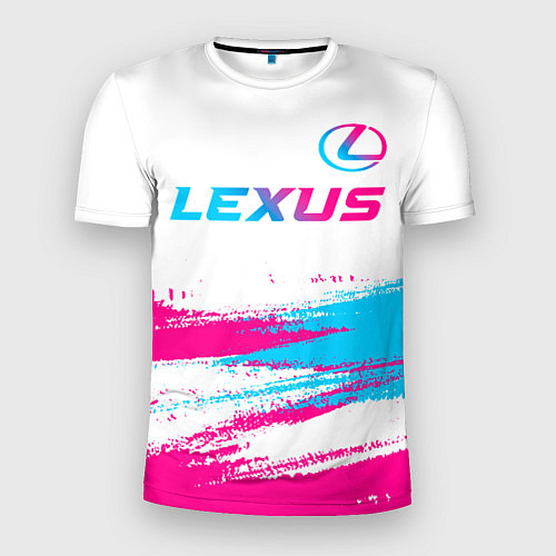 Мужская спорт-футболка Lexus neon gradient style: символ сверху / 3D-принт – фото 1