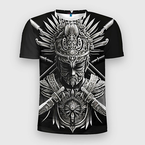 Мужская спорт-футболка Дух война на черном фоне / 3D-принт – фото 1