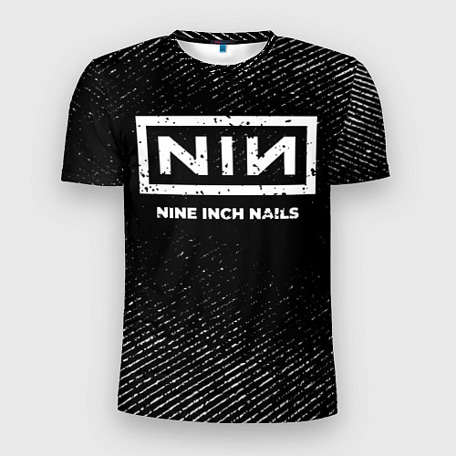 Мужская спорт-футболка Nine Inch Nails с потертостями на темном фоне / 3D-принт – фото 1