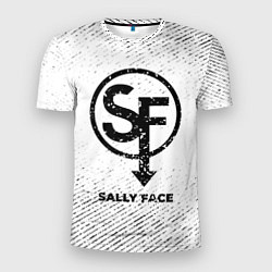 Мужская спорт-футболка Sally Face с потертостями на светлом фоне