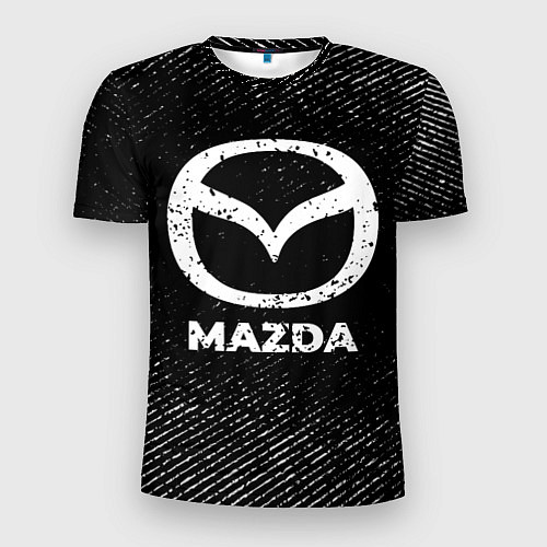 Мужская спорт-футболка Mazda с потертостями на темном фоне / 3D-принт – фото 1