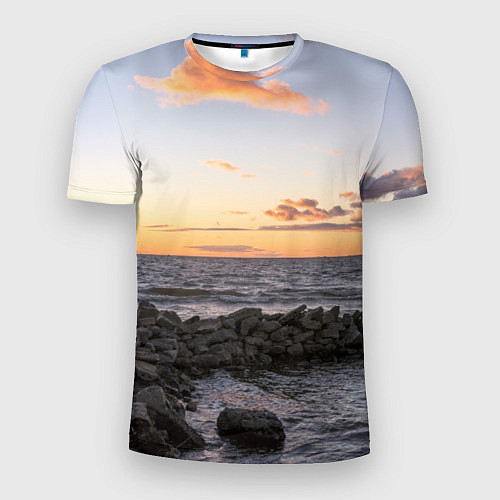 Мужская спорт-футболка Закат солнца на Финском заливе / 3D-принт – фото 1