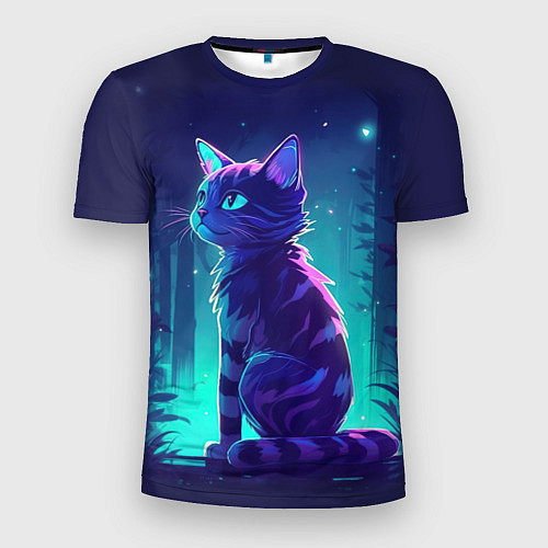 Мужская спорт-футболка Неоновый котенок / 3D-принт – фото 1